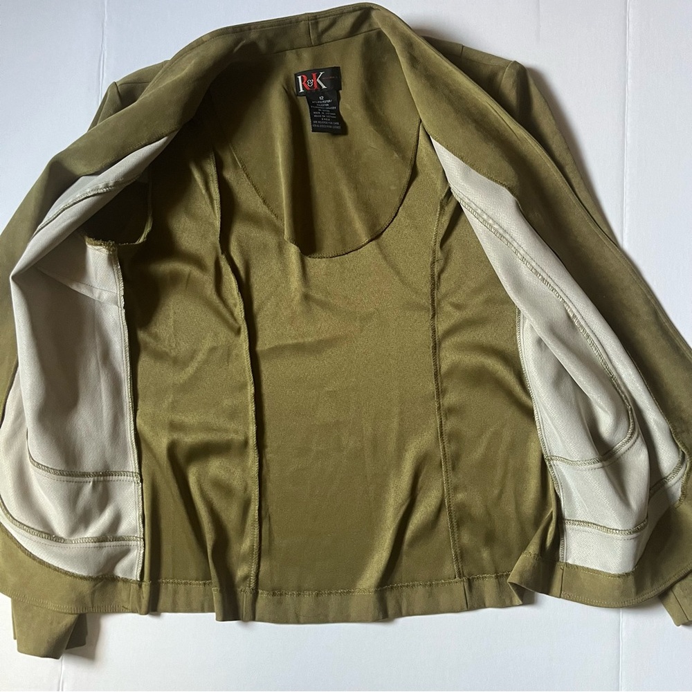 Faux Suede Women’s Olive Jacket and Tank Set - Picture 4 of 6